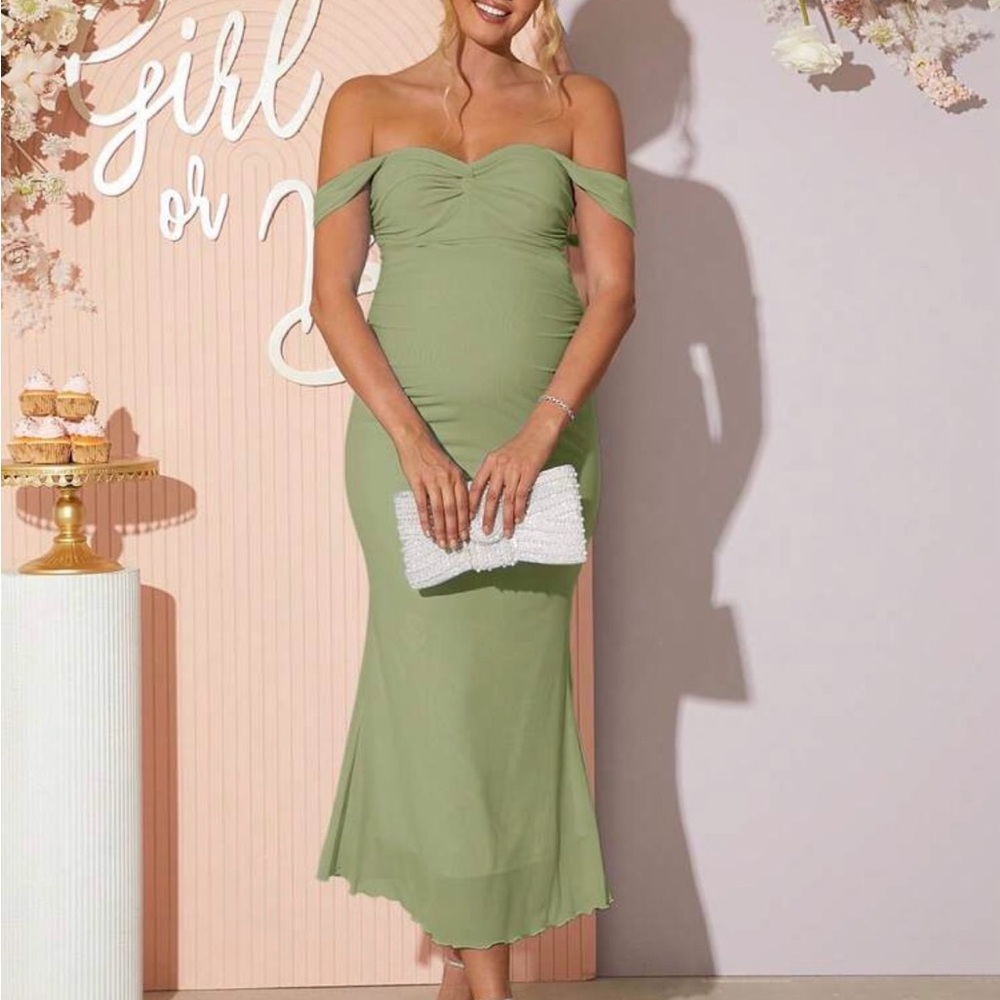 SHEIN Strapless Sage Green Dress